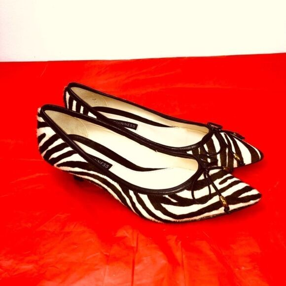 LULU GUINNESS SHOES PONY HAIR ZEBRA KITTENHEEL 5.5 - Picture 4 of 10